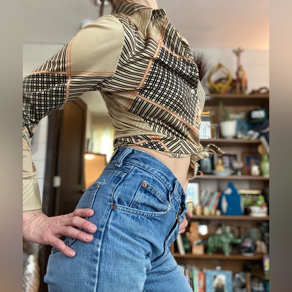 Vintage polyester asymmetrical blouse